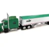 Peterbilt 389 Truck Tractor with Sleeper Cab "Cargill" Green and Covered Grain Trailer White with Green Tarp Combo Set 1/87 (HO) Plastic Model Car by HO Logistics