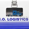 Peterbilt 389 Truck Tractor with Sleeper Cab Blue Metallic and Pneumatic Tank Trailer Chrome Combo Set 1/87 (HO) Plastic Model Car by HO Logistics