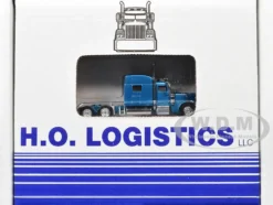 Peterbilt 389 Truck Tractor with Sleeper Cab Blue Metallic and Pneumatic Tank Trailer Chrome Combo Set 1/87 (HO) Plastic Model Car by HO Logistics