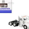 Peterbilt 367 Truck Tractor with Day Cab White and Articulated Tank Trailer "Cemex" White with Blue Stripes Combo Set 1/87 (HO) Plastic Model Car by HO Logistics