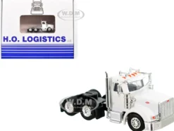 Peterbilt 367 Truck Tractor with Day Cab White and Articulated Tank Trailer "Cemex" White with Blue Stripes Combo Set 1/87 (HO) Plastic Model Car by HO Logistics