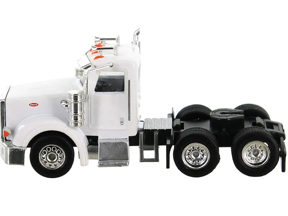 Peterbilt 367 Truck Tractor with Day Cab White and Articulated Tank Trailer "Cemex" White with Blue Stripes Combo Set 1/87 (HO) Plastic Model Car by HO Logistics