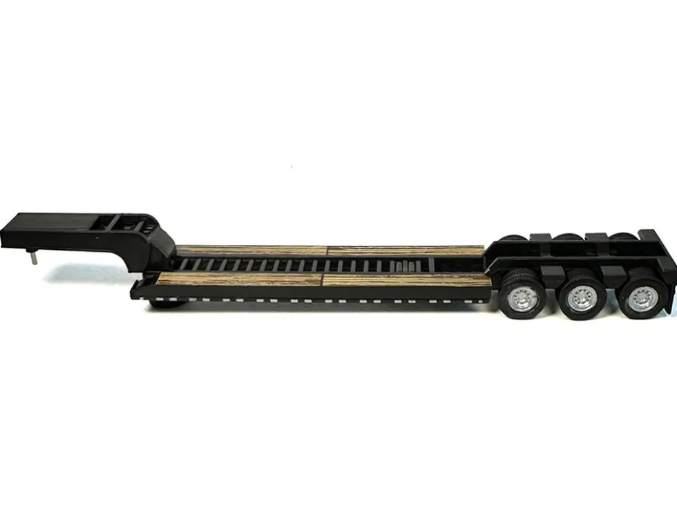 Peterbilt 389 Truck Tractor with Sleeper Cab Lime Green and Low Boy Flatbed Trailer Black Combo Set 1/87 (HO) Plastic Model Car by HO Logistics