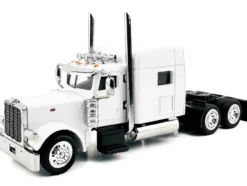 Peterbilt 389 Truck Tractor with Sleeper Cab White 1/87 (HO) Plastic Model Car by HO Logistics
