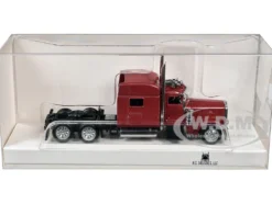 Peterbilt 389 Truck Tractor with Sleeper Cab Red Metallic 1/87 (HO) Plastic Model Car by HO Logistics