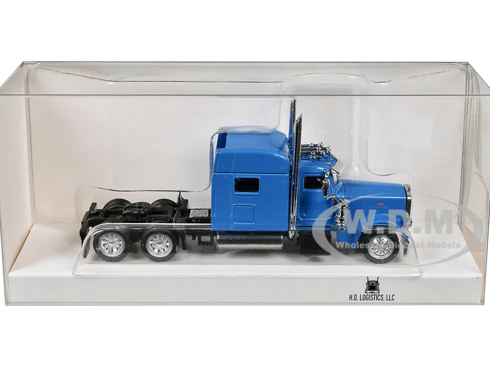 Peterbilt 389 Truck Tractor with Sleeper Cab Baby Blue 1/87 (HO) Plastic Model Car by HO Logistics