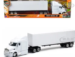 Peterbilt 387 Truck with Dry Goods Trailer White Long Haul Trucker Series 1/43 Diecast Model New Ray SS-15553D