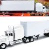 Peterbilt 379 Truck with Dry Goods Trailer White Long Haul Trucker Series 1/32 Diecast Model New Ray 14363