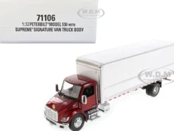 Peterbilt 536 Truck with Supreme Signature Van Body Red Metallic Transport Series 1/32 Diecast Model Diecast Masters 71106