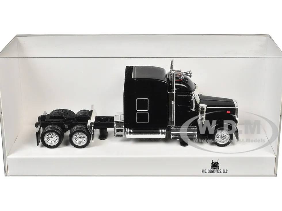 Peterbilt 589 with Stand Up Sleeper Cab Black 1/87 (HO) Plastic Model Car by HO Logistics
