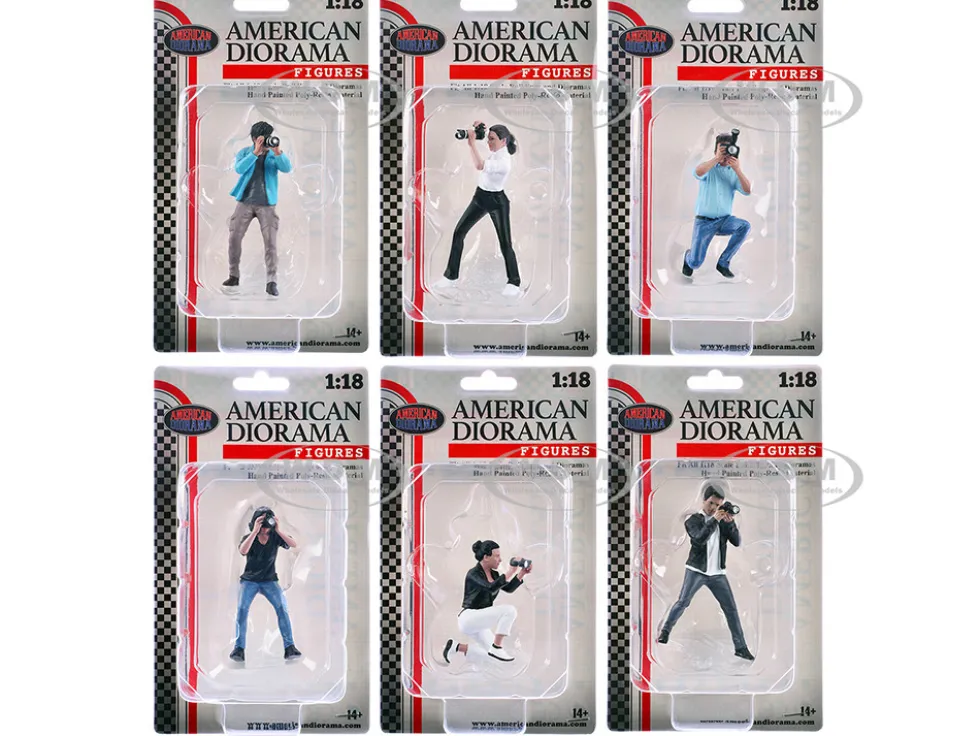 Photographers 6 piece Figure Set for 1/18 Scale Models by American Diorama