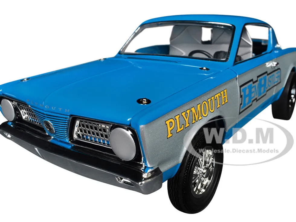 1966 Plymouth Barracuda "Hemi Hustler" Blue with White Stripes Limited Edition to 374 pieces Worldwide 1/18 Diecast Model Car by ACME
