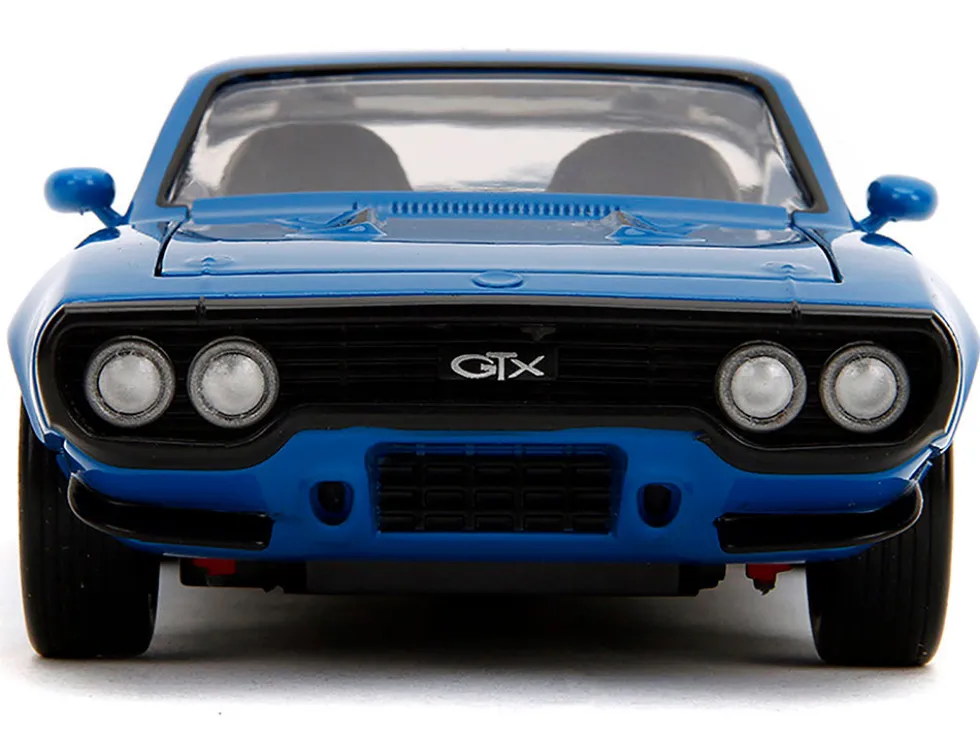 1972 Plymouth GTX #34 Blue with Graphics "Bigtime Muscle" Series 1/24 Diecast Model Car by Jada