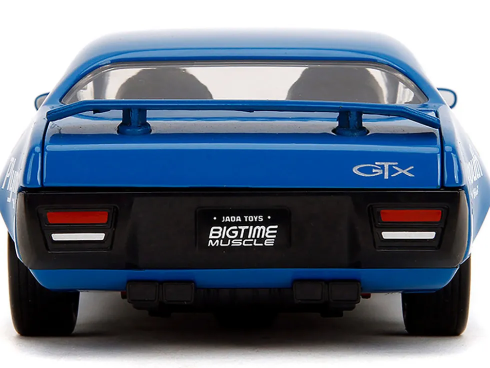 1972 Plymouth GTX #34 Blue with Graphics "Bigtime Muscle" Series 1/24 Diecast Model Car by Jada