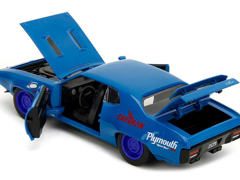 1972 Plymouth GTX #34 Blue with Graphics "Bigtime Muscle" Series 1/24 Diecast Model Car by Jada