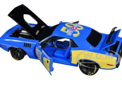 1971 Plymouth Hemi Cuda "VP Racing 50 Years" Blue with Yellow Sides Limited Edition to 8650 pieces Worldwide 1/24 Diecast Model Car by M2 Machines