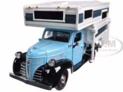 1941 Plymouth Pickup Truck Blue Camper Shell 1/24 Diecast Model Car Motormax 75330 73278