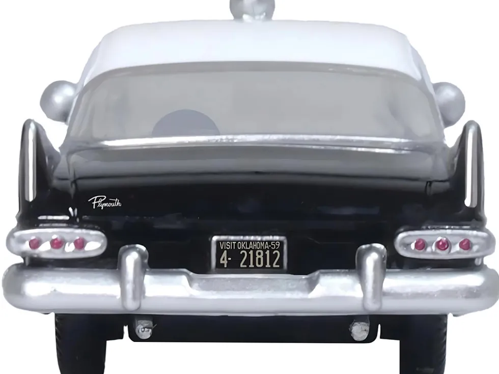 1959 Plymouth Savoy Black and White Oklahoma Highway Patrol 1/87 (HO) Scale Diecast Model Car Oxford Diecast 87PS59001
