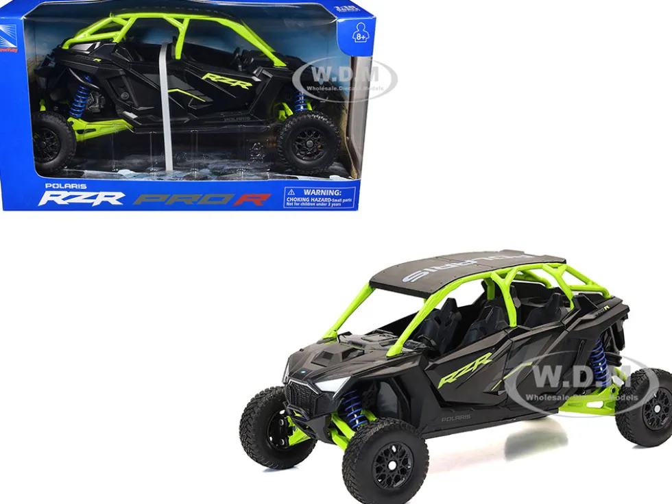 Polaris RZR Pro R UTV Black and Lime Green 1/18 Diecast Model by New Ray
