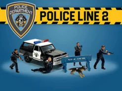 Police Line 2 6 piece Diecast Set 4 Police Figures 1 Dog Figure 1 Accessory Limited Edition 4800 pieces Worldwide 1/64 Scale Models American Diorama 76497