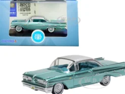 1959 Pontiac Bonneville Coupe Seaspray Green Silver Top 1/87 HO Scale Diecast Model Car Oxford Diecast 87PB59003