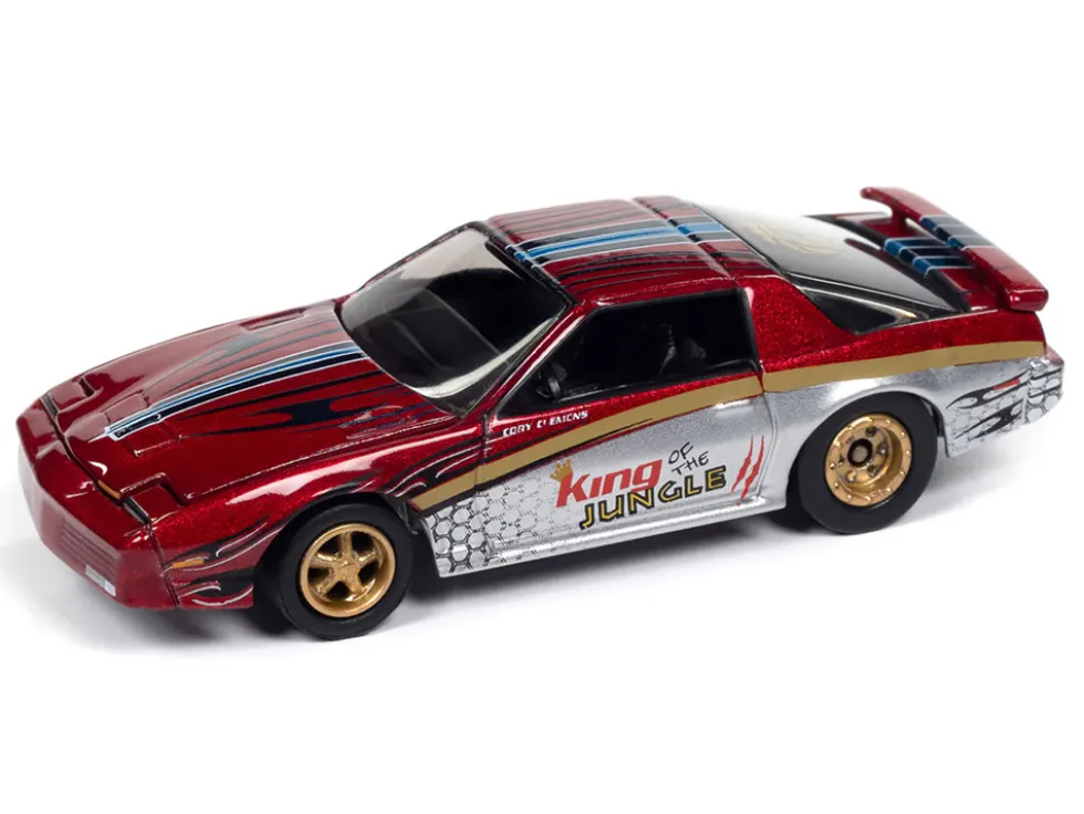 1987 Pontiac Firebird GTA "King of the Jungle" Red and Silver Metallic with Graphics "Muscle Cars USA" Series 1/64 Diecast Model Car by Johnny Lightning