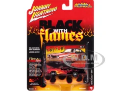 1974 Pontiac GTO Black and Red with Flame Graphics "Black with Flames" Series 1/64 Diecast Model Car by Johnny Lightning