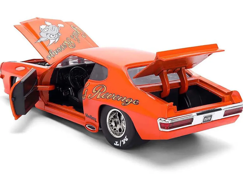 1971 Pontiac GTO "Goat's Revenge" Orange with Graphics "Bigtime Muscle" Series 1/24 Diecast Model Car by Jada