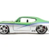 1969 Pontiac GTO Judge Green Metallic and Silver with Stripes "Bigtime Muscle" Series 1/24 Diecast Model Car by Jada