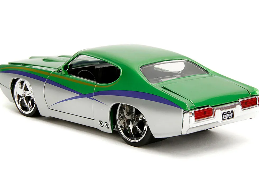 1969 Pontiac GTO Judge Green Metallic and Silver with Stripes "Bigtime Muscle" Series 1/24 Diecast Model Car by Jada