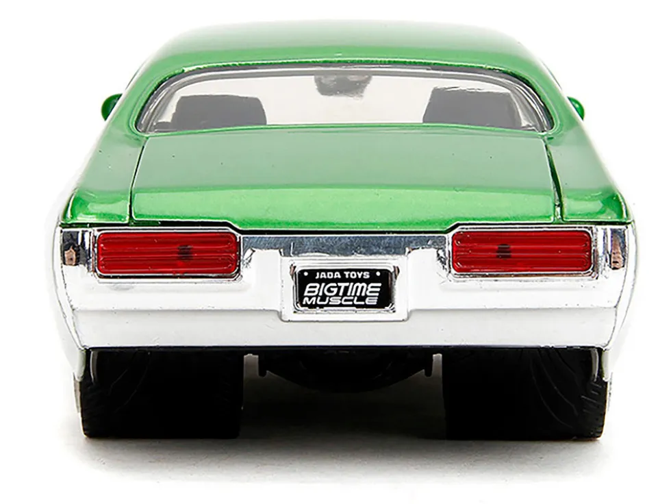 1969 Pontiac GTO Judge Green Metallic and Silver with Stripes "Bigtime Muscle" Series 1/24 Diecast Model Car by Jada