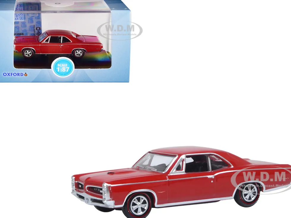 1966 Pontiac GTO Montero Red 1/87 (HO) Scale Diecast Model Car Oxford Diecast 87PG66002