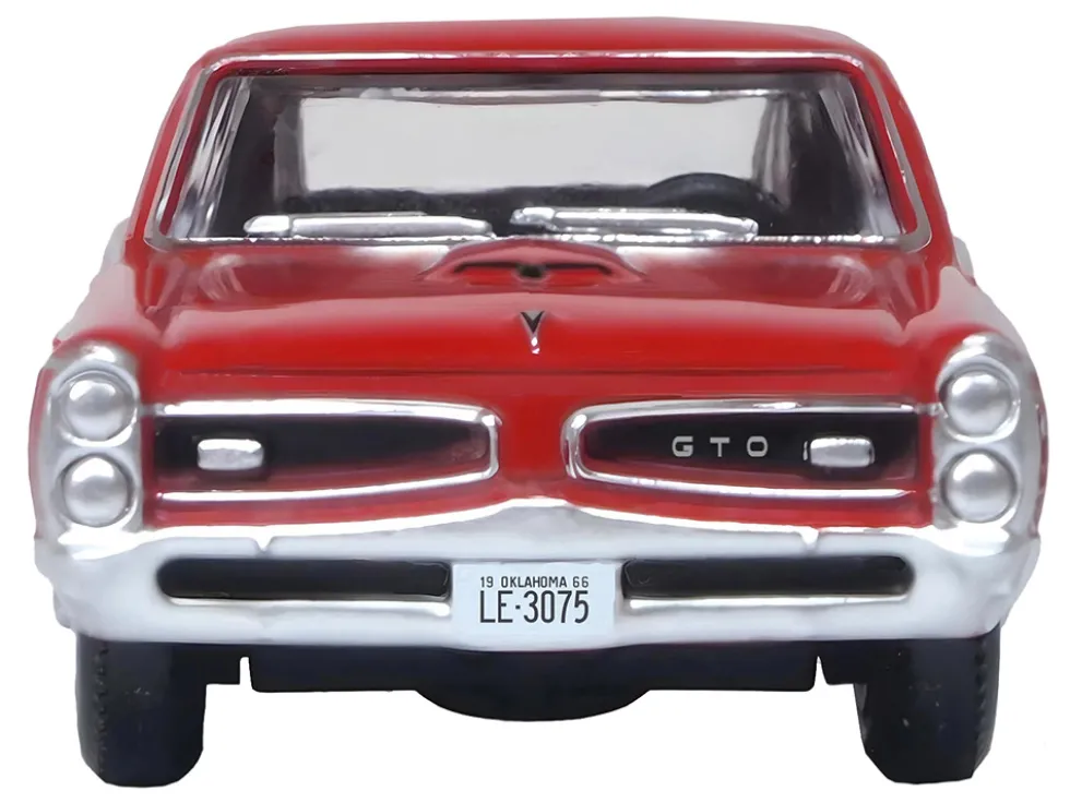 1966 Pontiac GTO Montero Red 1/87 (HO) Scale Diecast Model Car Oxford Diecast 87PG66002