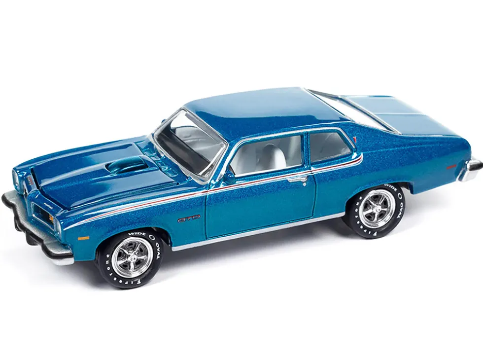 1974 Pontiac GTO Regatta Blue Metallic with White Interior "Muscle Cars USA" Series 1/64 Diecast Model Car by Johnny Lightning