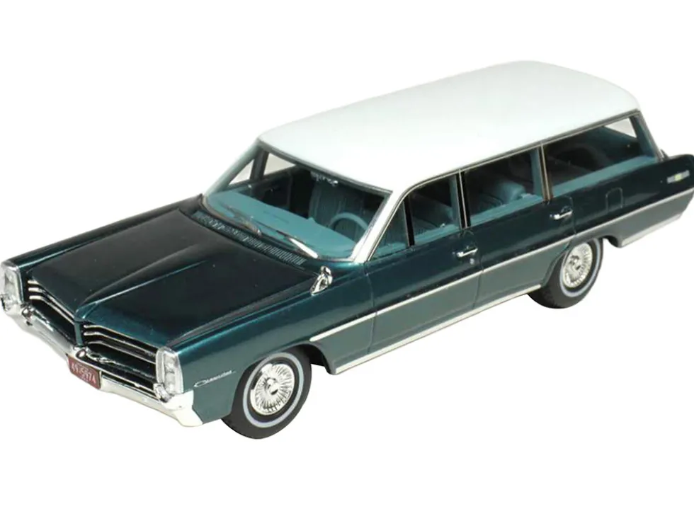1964 Pontiac Safari Gulfstream Aqua Metallic with White Top and Blue Interior Limited Edition to 200 pieces Worldwide 1/43 Model Car by Goldvarg Collection