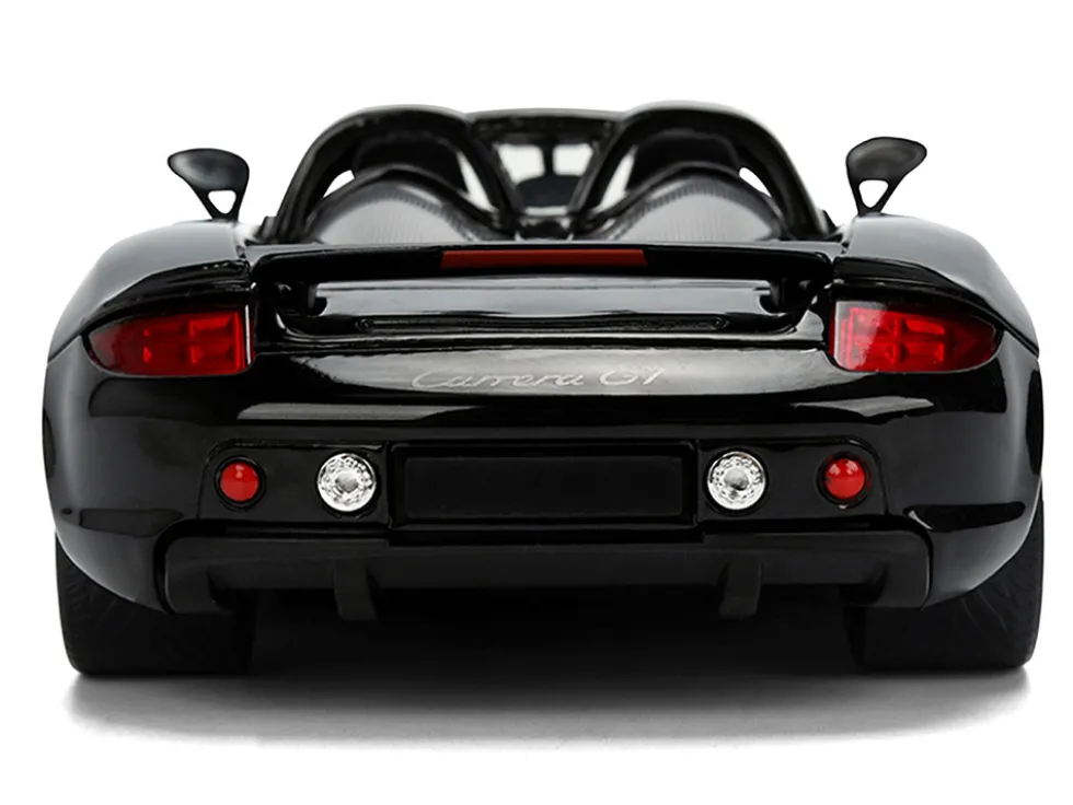 Porsche Carrera GT Convertible #7 "Gulf Oil" Black with Orange Graphics "Hyper-Spec" Series 1/24 Diecast Model Car by Jada
