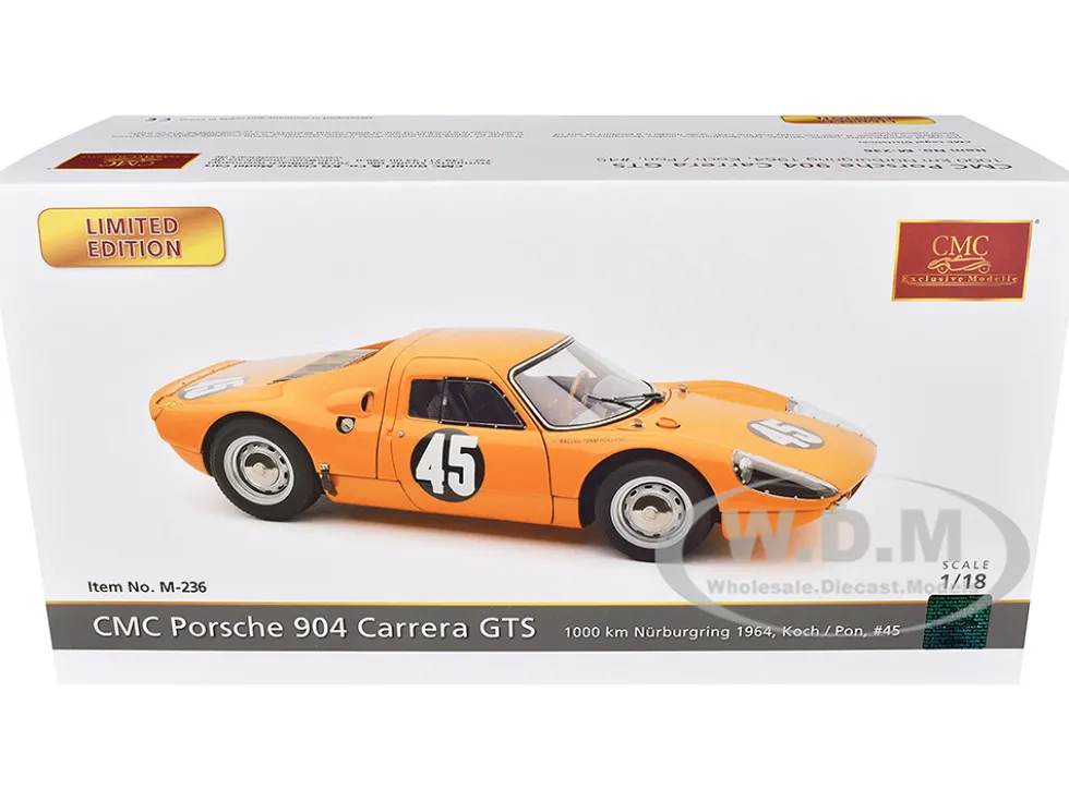 Porsche 904 Carrera GTS #45 Gerhard Koch - Ben Pon "Racing Team Holland" 3rd Place "Nurburgring 1000 Kilometers" (1964) Limited Edition to 1500 pieces Worldwide 1/18 Diecast Model Car by CMC