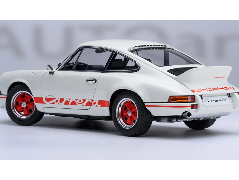 Porsche 911 Carrera 2.7 RS Grand Prix White with Red Stripes and Wheels 1/18 Model Car by Autoart