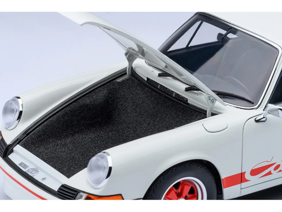Porsche 911 Carrera 2.7 RS Grand Prix White with Red Stripes and Wheels 1/18 Model Car by Autoart