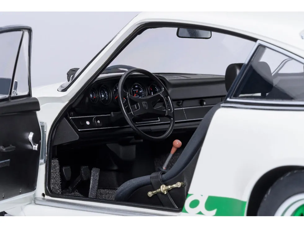 Porsche 911 Carrera 2.7 RS Grand Prix White with Green Stripes and Wheels 1/18 Model Car by Autoart