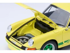 Porsche 911 Carrera 2.7 RS Light Yellow with Green Stripes and Wheels 1/18 Model Car by Autoart