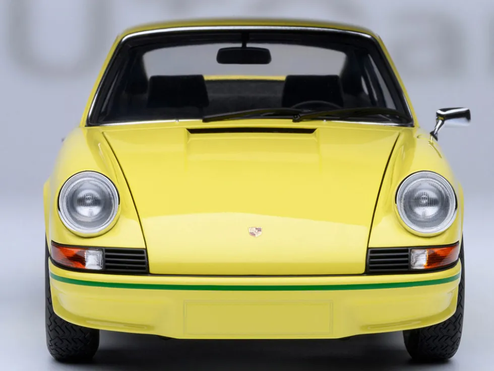 Porsche 911 Carrera 2.7 RS Light Yellow with Green Stripes and Wheels 1/18 Model Car by Autoart
