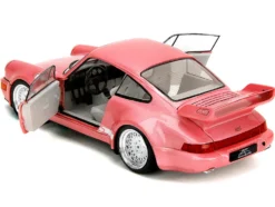 Porsche 911 Carrera RS (964) Pink Metallic with White Stripes "Pink Slips" Series 1/18 Diecast Model Car by Jada