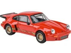 Porsche 911 Carrera RSR 3.0 Guards Red with Gold Stripes and Wheels 1/64 Diecast Model Car by Paragon Models