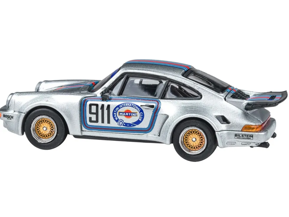 Porsche 911 Carrera RSR 3.0 "Martini Racing" Silver Metallic with Stripes 1/64 Diecast Model Car by Paragon Models