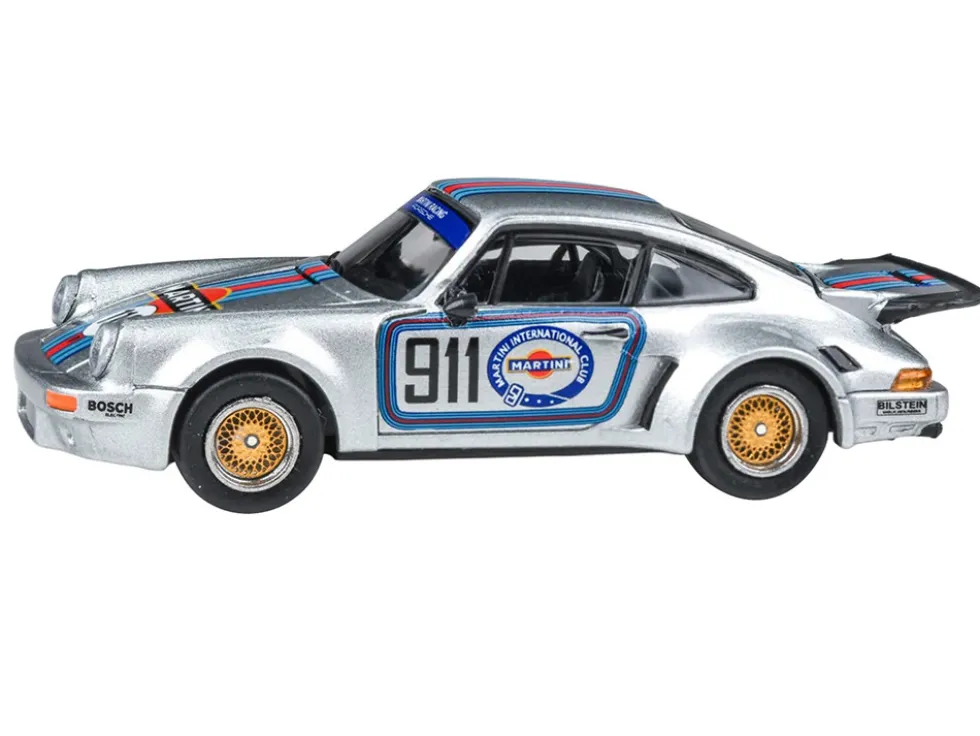 Porsche 911 Carrera RSR 3.0 "Martini Racing" Silver Metallic with Stripes 1/64 Diecast Model Car by Paragon Models