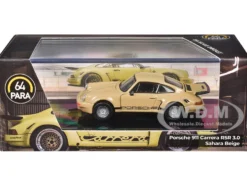 Porsche 911 Carrera RSR 3.0 Sahara Beige with Black Stripes 1/64 Diecast Model Car by Paragon Models
