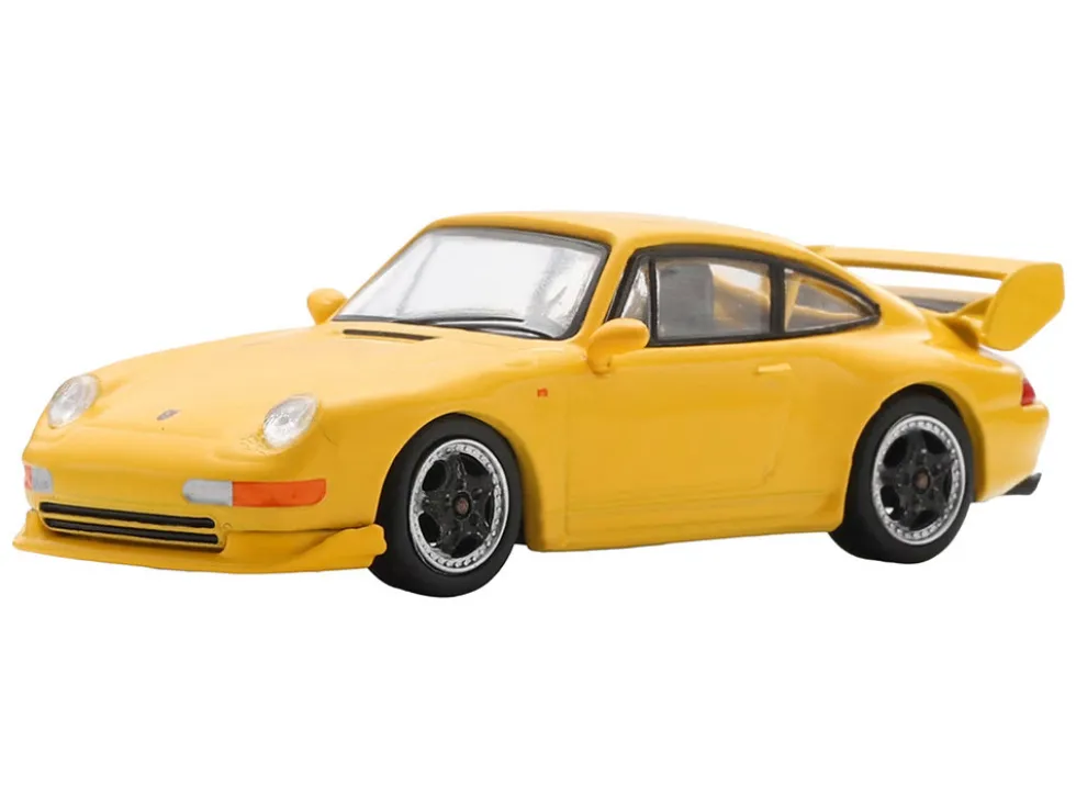 1995 Porsche 911 Carrera RS 3.8 Yellow 1/64 Model Car by Spark