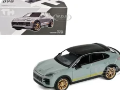 Porsche Cayenne Turbo GT Gray with Black Top and Gold Stripes 1/64 Diecast Model Car by Trends Hobby