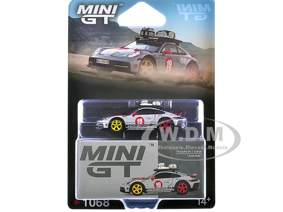 Porsche 911 Dakar #19 "Uncle Rally" Gray with Graphics and Roof Rack Limited Edition 1/64 Diecast Model Car by Mini GT